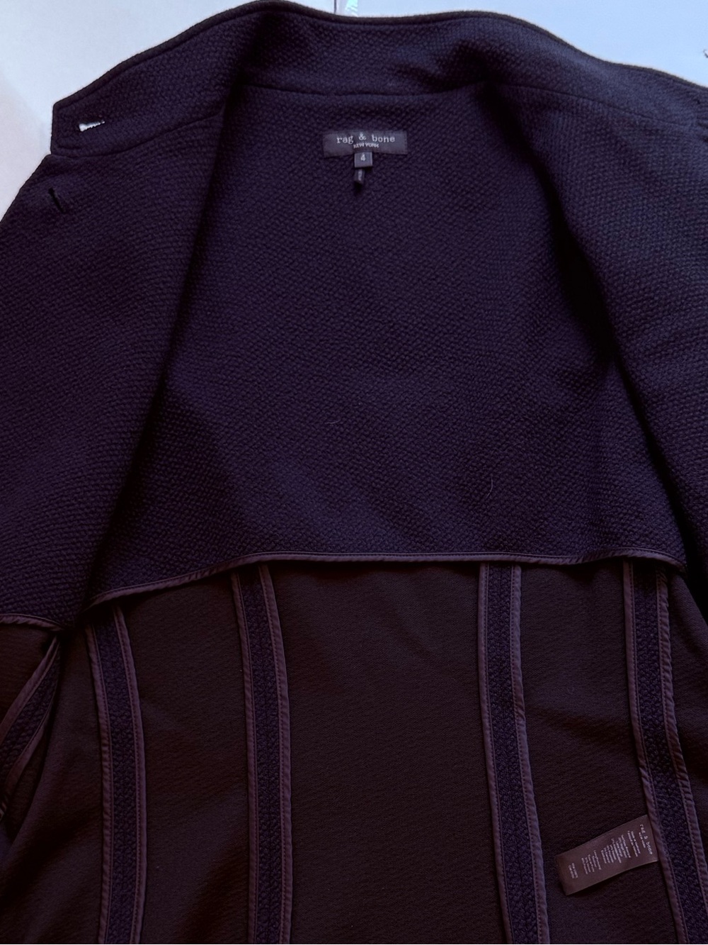 rag & bone Navy Slade Wool blend Pique Cropped Blazer - Picture 6 of 9